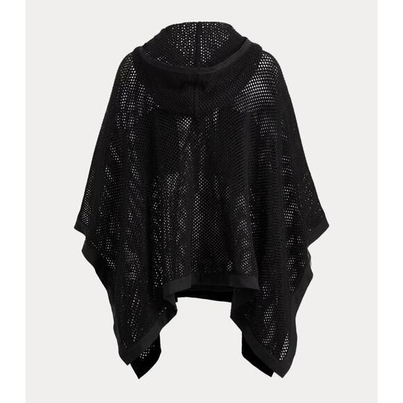 Ralph Lauren Collection Merino Wool Linen Mesh Poncho Cape Sweater Hooded Top S - Picture 3 of 8